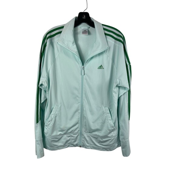 Adidas Women’s Track Suit Set L Mint Green 3-Stripe Jacket Pants Y2K Retro 2000s - Picture 2 of 16